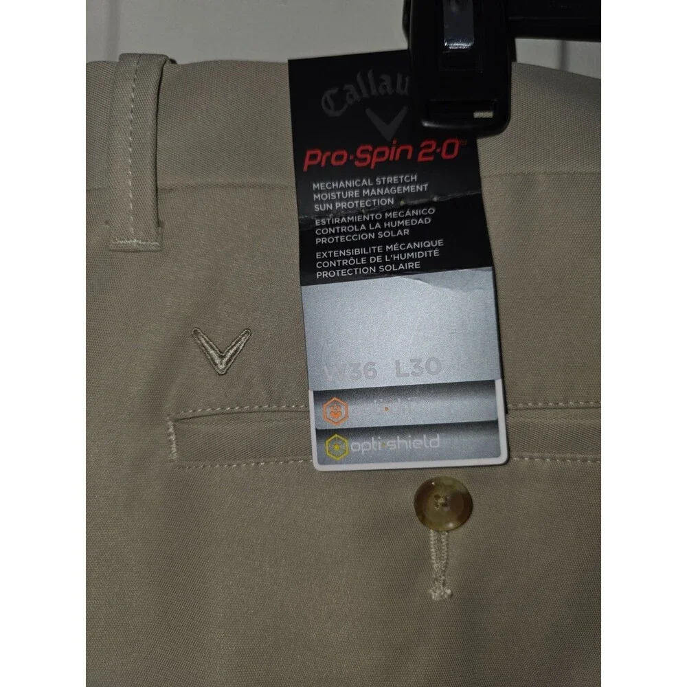 Callaway New Golf Pants Mens 36x30 Pro Spin 2.0 Straight Leg Relaxed Taupe